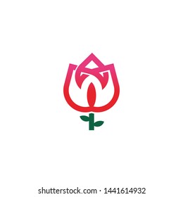 LOGO FLOWER TULIP LINE VECTOR FOR INSPIRATION
