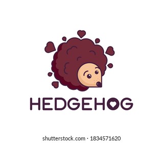 Logo Fluffy hedgehog with hearts, soft spines