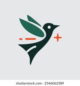 O logotipo de um pássaro voador, geralmente simboliza liberdade, força e esperança. a estrela laranja perto da cabeça do pássaro simboliza ideais, ambições ou objetivos a serem alcançados.