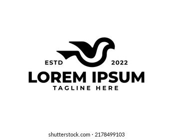 logo flying bird premium vector. Monogram flying bird logo