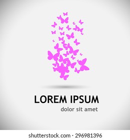 Logo flying butterflies lot. Vector