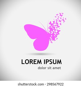 Logo flying butterflies lot. Vector