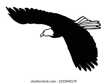 logo of flying eagle top view with wide wings vector illustration.