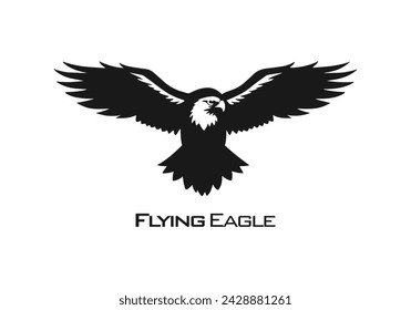 Logo of flying hawk or eagle icon isolated vector silhouette design