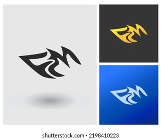 Logotipo de letra FM inicial, idea de diseño de conjunto de aplicaciones