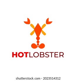 logo fo lobster design with orange color and minimalist concept