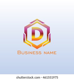logo font D hexagon hot gradient color