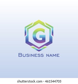 logo font G hexagon rainbow color
