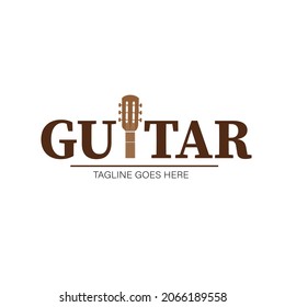 LOGO FONT GUITAR SIMPLE BROWN COLOR NEW