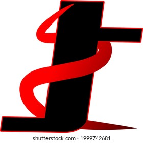 iniciales del tipo de letra del logotipo J en colores rojo y oscuro bueno para la marca