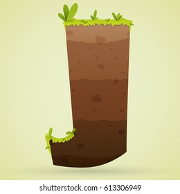Logo font J underground with grass and leaf color green cartoon style.