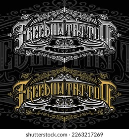 logo font lettering freedom tattoo studio vector