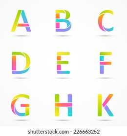 Logo font letters a, b, c, d, e, f, g, h, k company vector design templates set.