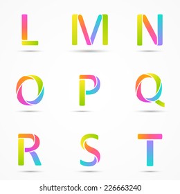 Logo font letters l, m, n, o, p, q, r, s, t company vector design templates set.