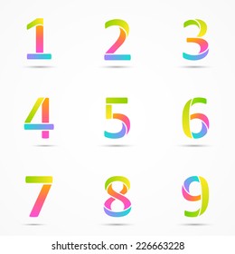 Logo font numbers 1, 2, 3, 4, 5, 6, 7, 8, 9 company vector design templates set.