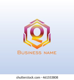 logo font q hexagon hot gradient color