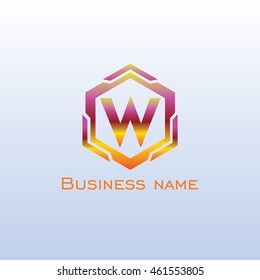 logo font w hexagon hot gradient color