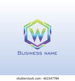 logo font W hexagon rainbow color