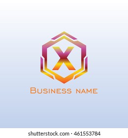 logo font x hexagon hot gradient color