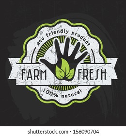 logo food fresh sticker stamp farm green advertising vegetables chalkboard aged eco green chalk writing label seal of healthy healthful natural ranch fresh nutrient on chalkboard logo food fresh stick