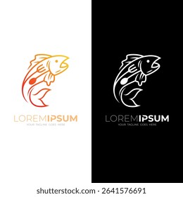 logo of a food made from delicious processed sea fish, cutlery logos