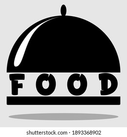 logo of food, restaurant, cafe black and white minimalism with a dish and an inscription