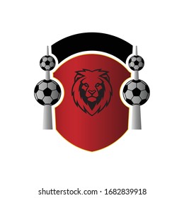 logo for football clubs to write your name one the top black bar and date of foundation in the red vector below the lion face