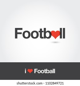 Logo football with heart. Editable vector logo design. 