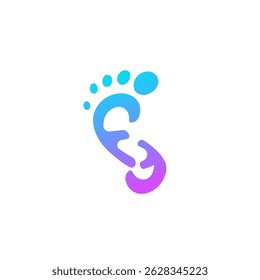 Logo with a footprint in the form of two letters F in vector.