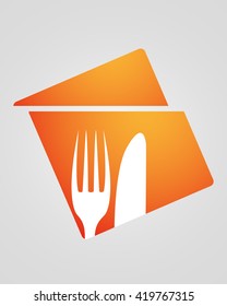logo fork knife on an orange background restaurant or cafe