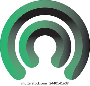 Logo in the form of arcs of different sizes in gradual green