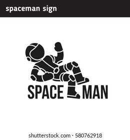 logo in the form of an astronaut in zero gravity