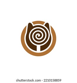 Das Logo ist in Form einer Katzenkopfbecher mit Spiralform. Elegant und einzigartig.