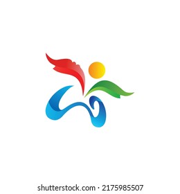 un logotipo en forma de persona alegre muy apto para los logotipos de asociación