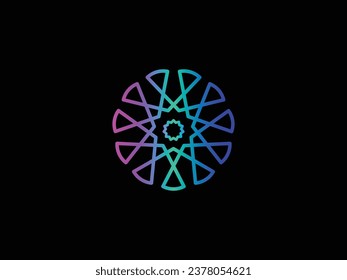 Logo in the form of a circular modern geometry abstract pattern, Spirograph vector element llustration with color soft gradient 