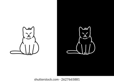 The logo is in the form of a cute cat sitting, in outline style.