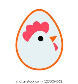 Logo in the form of eggs and chicken. Vector in flat style.