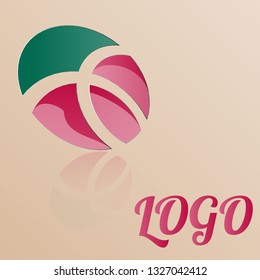 Logo in the form of an ellipse carved. Flower, logo in different colors, logo with shadow. Logo for a firm, a new institution.