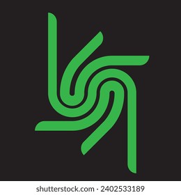Le logo se présente sous la forme d'une empreinte digitale, il y a deux couleurs, le vert et le noir
