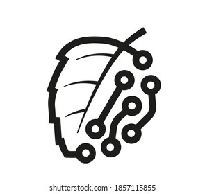 Logo in the form of half a leaf, half a circuit board