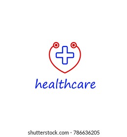 logo in the form of a heart with a cross in the middle. logo of the medical center, symbol of medical care