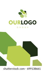 Logo in the form of hexagons of green tones, dynamically tending to the top, growth. It will be well used for Internet projects.