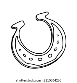 Logo in the form of a horseshoe, a symbol of good luck, a talisman for luck. Isolated vector element of the black line.