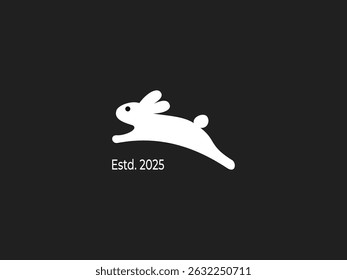 Logo in the form of a jumping rabbit. Modern style with bold shapes.