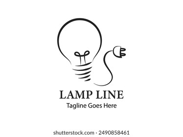 Logo in the form of a lamp with cables and electrical connections