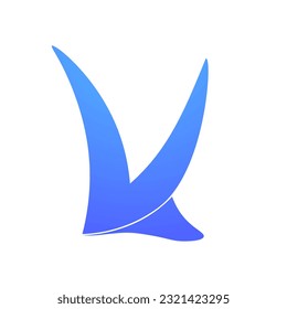 Logo in the form of the letter k in a flat simple style. Blue letter k vector logo for business.