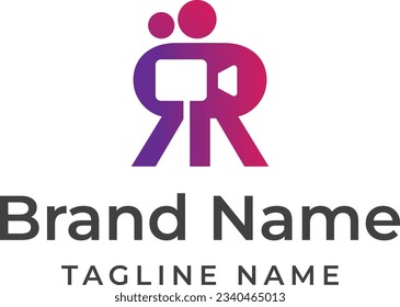 the logo is in the form of the letters RR which resembles two people holding a film camera. Logo Template design for film company.