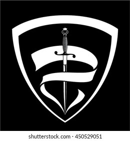 logo in the form of marine dagger, vector icon dirk, vector icon dagger