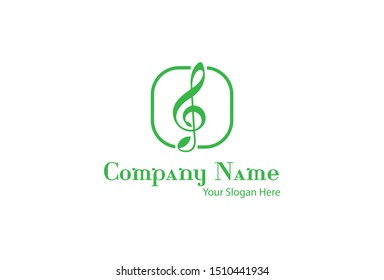 logo in the form of a music note combined with leaves. This logo can be used for companies, web designs, mugs, stickers, and posters.