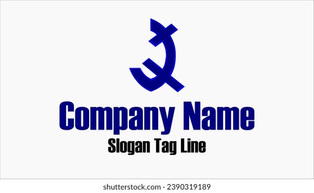 logo in the form of a partially truncated ellipse and two bars intersecting the blue color ellipse, icon template design, company logo design, company name